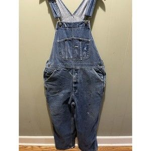 Mens 42X30 REAL WORKWEAR Unlined Denim Blue Jean Bib Overalls Work Barn Chore
